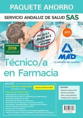Paquete Ahorro Técnico en Farmacia del Servicio Andaluz de Salu