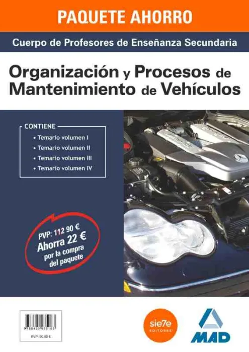 Paquete Ahorro Profesores de Secundaria Organización y Procesos de Mantenimiento de Vehículos