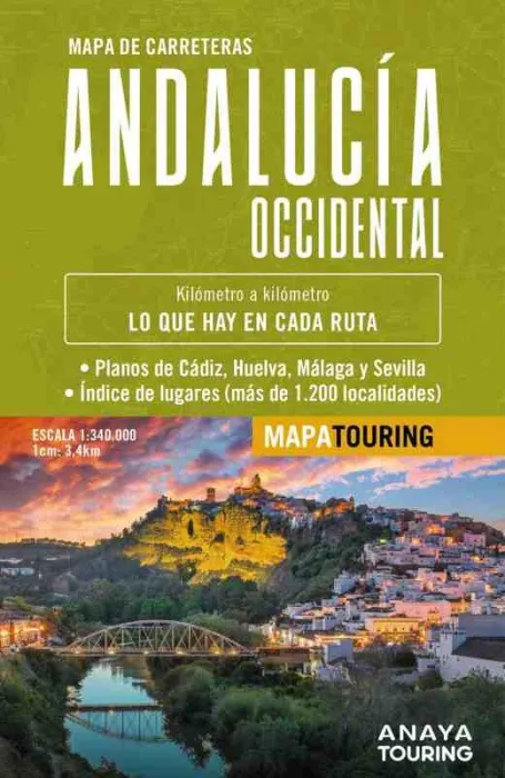 Mapa de Carreteras de Andalucía Occidental (Desplegable), Escala 1:340. 000