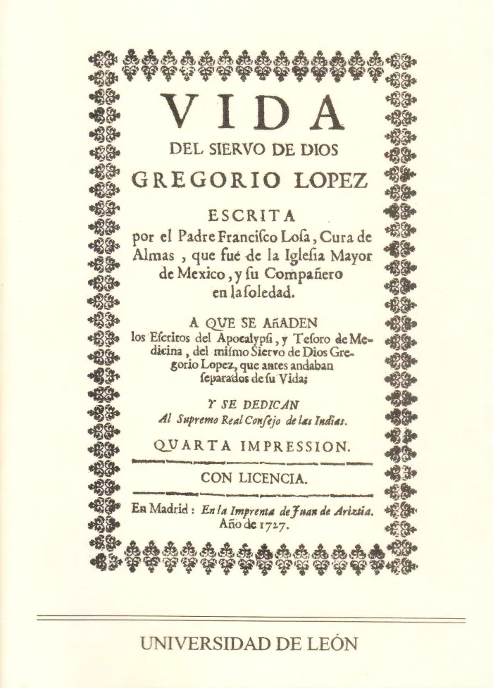Vida del Siervo de Dios Gregorio López